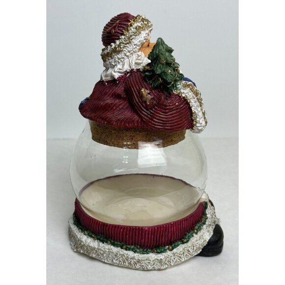 Santa Claus Glass Candy Dish 6" Removable Lid Holiday Hand-Painted Container - Picture 3 of 11